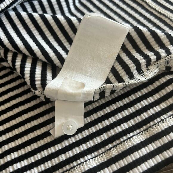 NWOT Spanx Stretch Rib Striped Polo Top XL Black White Button Collared Shirt - Picture 12 of 15